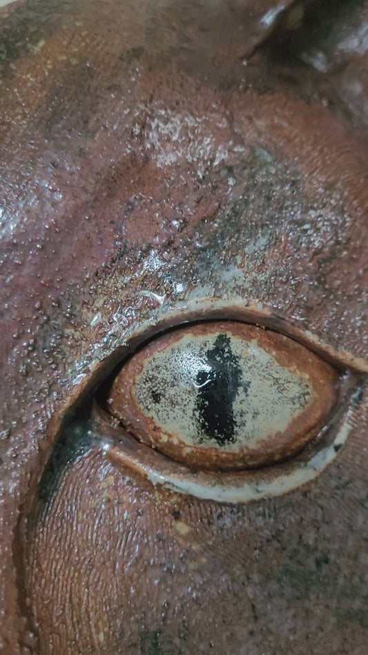 High fired ceramic lynx animal mask